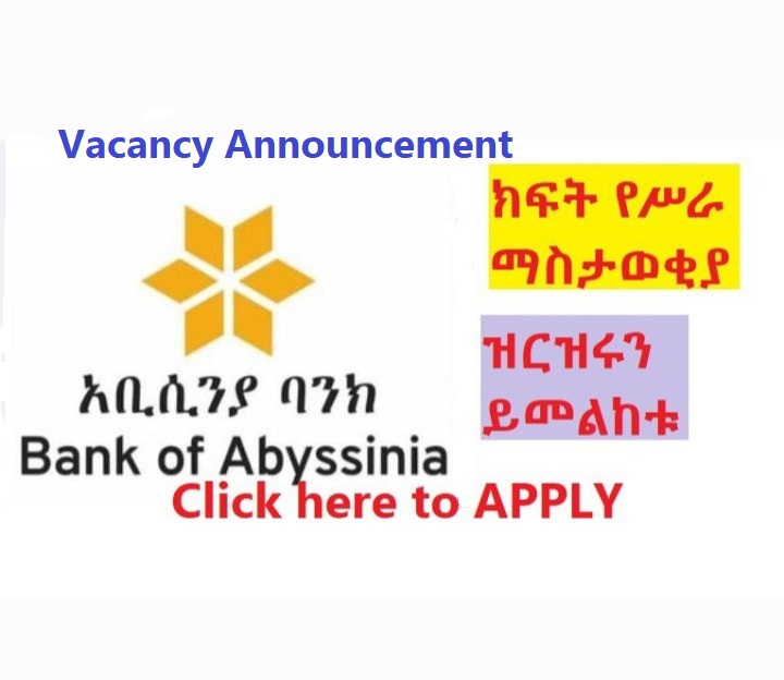 Bank Of Abyssinia Job Vacancy Announcement Sewasew