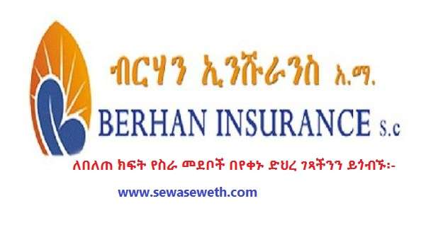 Berhan Insurance SC - Vacancy announcement July 2022 - Sewasew